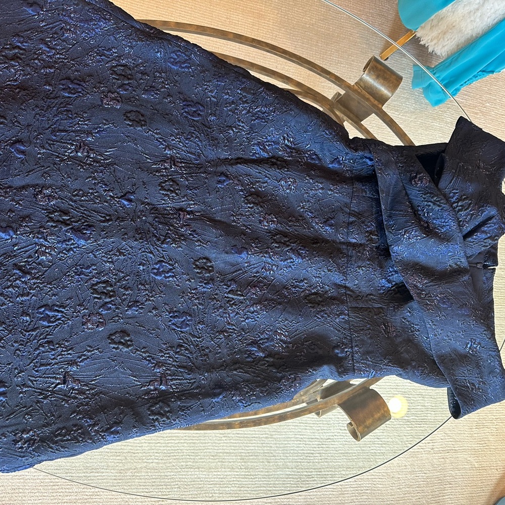 Rickie Freeman for Teri Jon off shoulder Dark Blue Dress - Picture 8 of 13